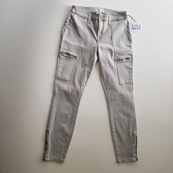LILA RYAN Size 6 Khaki Gray Military Patch Pocket Skinny Pants NWT - Picture 6 of 14